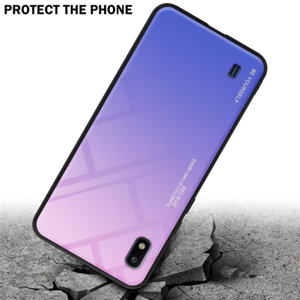 Deksel til Samsung Galaxy A10 / M10 Silikondeksel av TPU-silikon og bakside av herdet glass