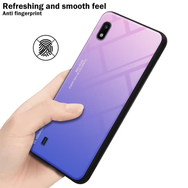 Deksel til Samsung Galaxy A10 / M10 Silikondeksel av TPU-silikon og bakside av herdet glass