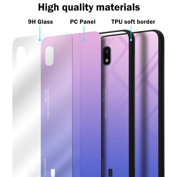 Deksel til Samsung Galaxy A10 / M10 Silikondeksel av TPU-silikon og bakside av herdet glass