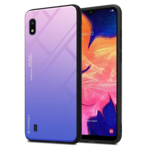 Deksel til Samsung Galaxy A10 / M10 Silikondeksel av TPU-silikon og bakside av herdet glass