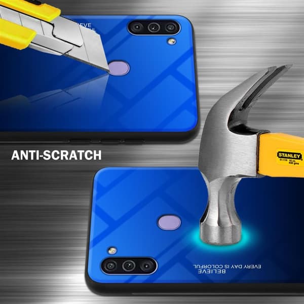 Deksel til Samsung Galaxy A11 / M11 Silikondeksel av TPU-silikon og bakside av herdet glass