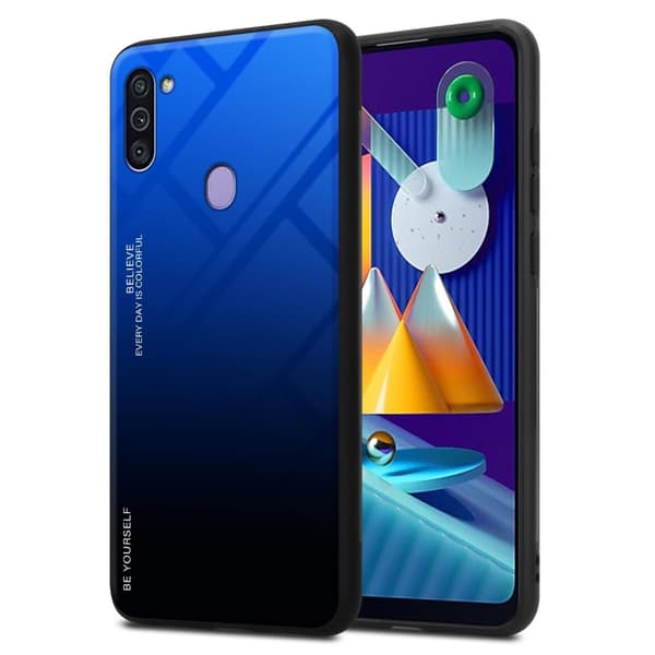 Deksel til Samsung Galaxy A11 / M11 Silikondeksel av TPU-silikon og bakside av herdet glass