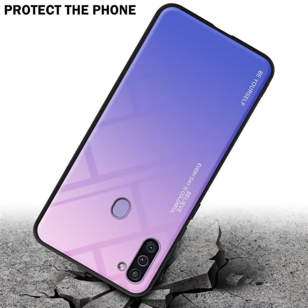 Deksel til Samsung Galaxy A11 / M11 Silikondeksel av TPU-silikon og bakside av herdet glass