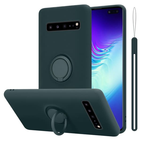 Samsung Galaxy S10 5G Suojakotelo Suojakuori joustavasta TPU-silikonista jossa on rengas