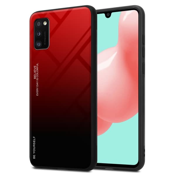 Deksel til Samsung Galaxy A41 Silikondeksel av TPU-silikon og bakside av herdet glass