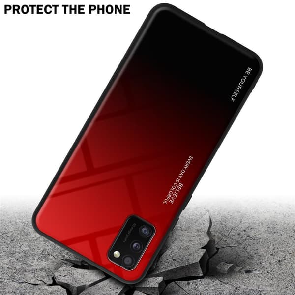 Deksel til Samsung Galaxy A41 Silikondeksel av TPU-silikon og bakside av herdet glass