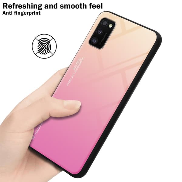 Deksel til Samsung Galaxy A41 Silikondeksel av TPU-silikon og bakside av herdet glass