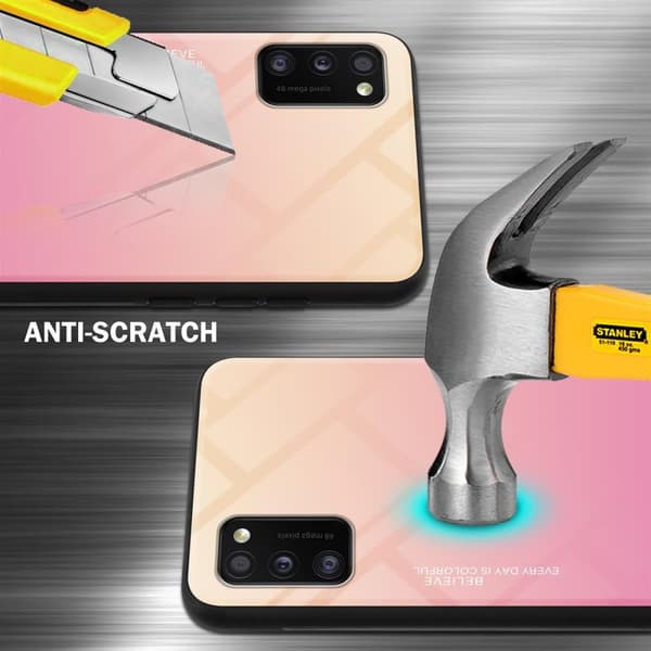 Deksel til Samsung Galaxy A41 Silikondeksel av TPU-silikon og bakside av herdet glass