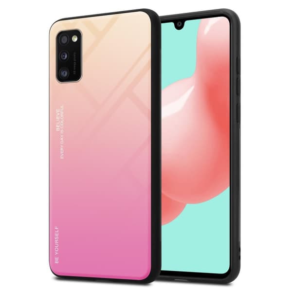 Deksel til Samsung Galaxy A41 Silikondeksel av TPU-silikon og bakside av herdet glass