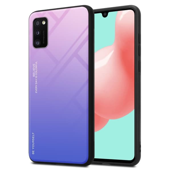 Deksel til Samsung Galaxy A41 Silikondeksel av TPU-silikon og bakside av herdet glass