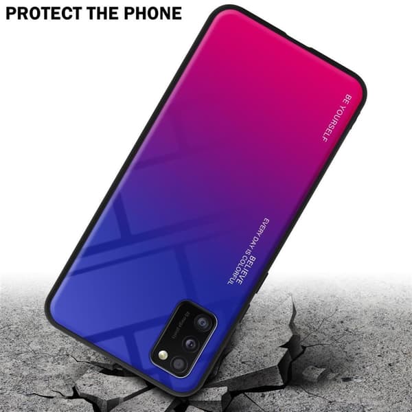 Deksel til Samsung Galaxy A41 Silikondeksel av TPU-silikon og bakside av herdet glass