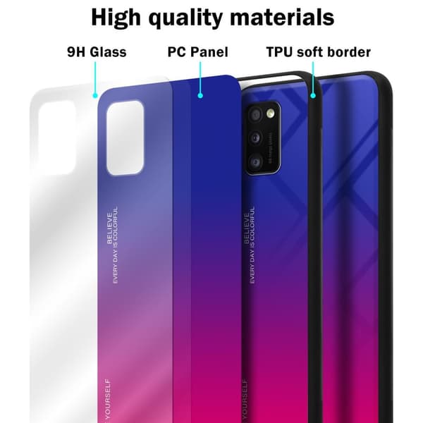 Deksel til Samsung Galaxy A41 Silikondeksel av TPU-silikon og bakside av herdet glass