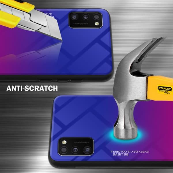 Deksel til Samsung Galaxy A41 Silikondeksel av TPU-silikon og bakside av herdet glass