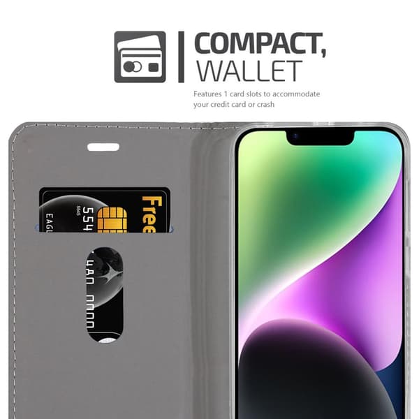 iPhone 14 Skal Plånboksfodral med magnetisk stängning, ståfunktion och kortficka