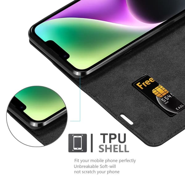 Lommebokdeksel til iPhone 14 Deksel med magnetisk lukking, stativfunksjon og kortlomme