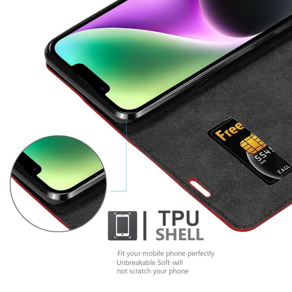 Lommebokdeksel til iPhone 14 Deksel med magnetisk lukking, stativfunksjon og kortlomme