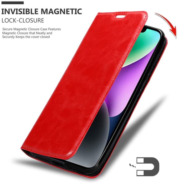 Lommebokdeksel til iPhone 14 Deksel med magnetisk lukking, stativfunksjon og kortlomme
