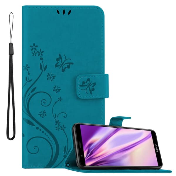 Honor 7X Suojakotelo Suojakuori Lompakkokotelo Matkapuhelinkotelo Kukat jossa on magneettisuljenta, jalusta-toiminto ja korttipaikat