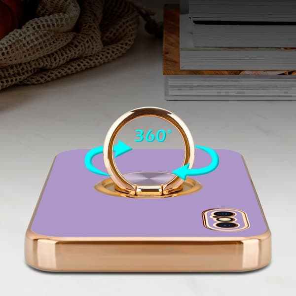 Deksel til iPhone XS MAX med ring Etui av fleksibel TPU-silikon, med kamerabeskyttelse magnetisk bilholder