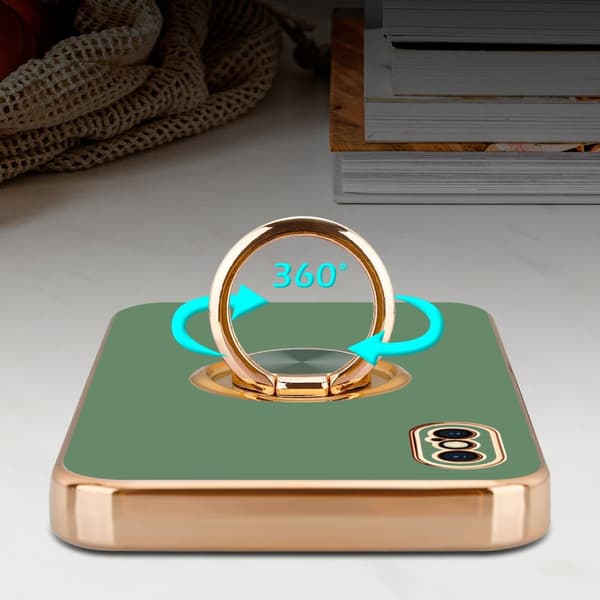 Deksel til iPhone XS MAX med ring Etui av fleksibel TPU-silikon, med kamerabeskyttelse magnetisk bilholder