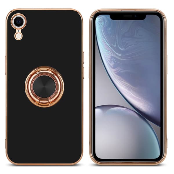 iPhone XR Skal Fodral med ring av flexibel TPU-silikon, med kameraskydd och magnetisk bilhållare