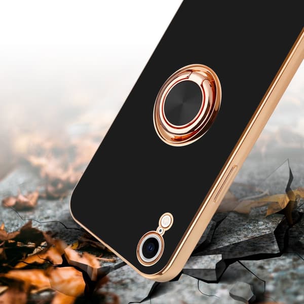 iPhone XR Skal Fodral med ring av flexibel TPU-silikon, med kameraskydd och magnetisk bilhållare