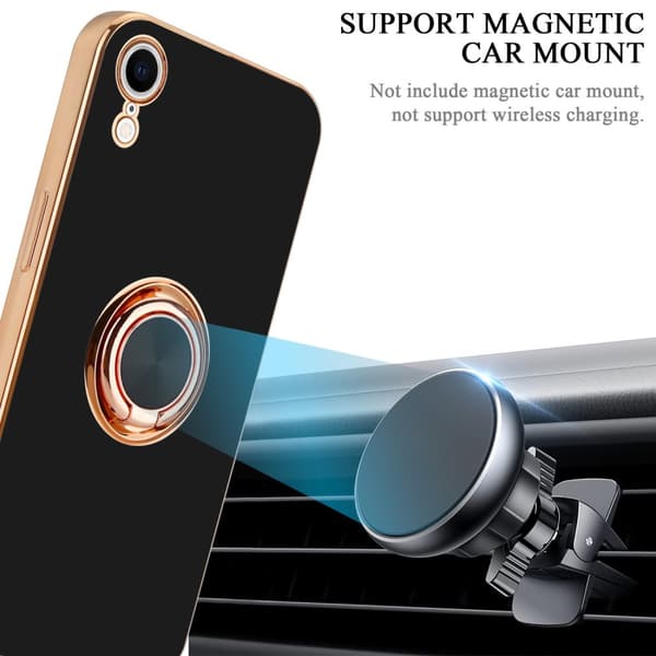 iPhone XR Skal Fodral med ring av flexibel TPU-silikon, med kameraskydd och magnetisk bilhållare