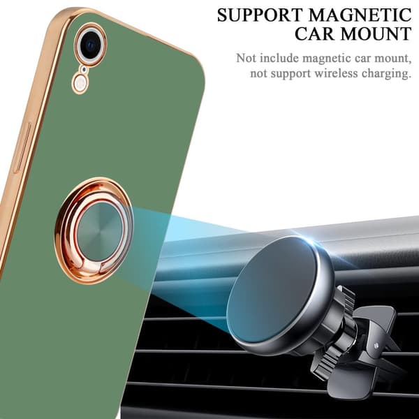 iPhone XR Skal Fodral med ring av flexibel TPU-silikon, med kameraskydd och magnetisk bilhållare