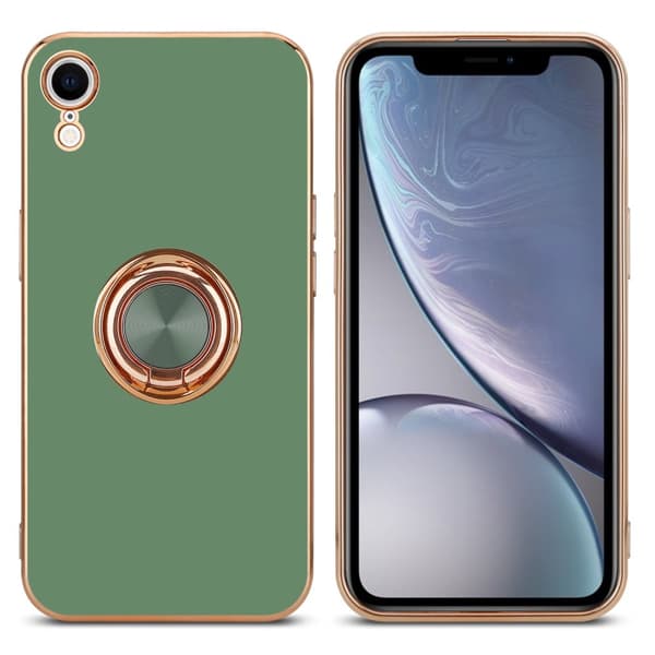 iPhone XR Skal Fodral med ring av flexibel TPU-silikon, med kameraskydd och magnetisk bilhållare