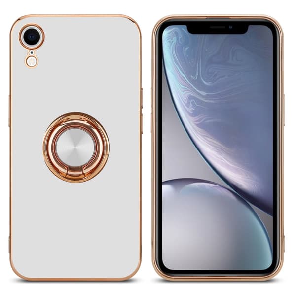 iPhone XR Skal Fodral med ring av flexibel TPU-silikon, med kameraskydd och magnetisk bilhållare