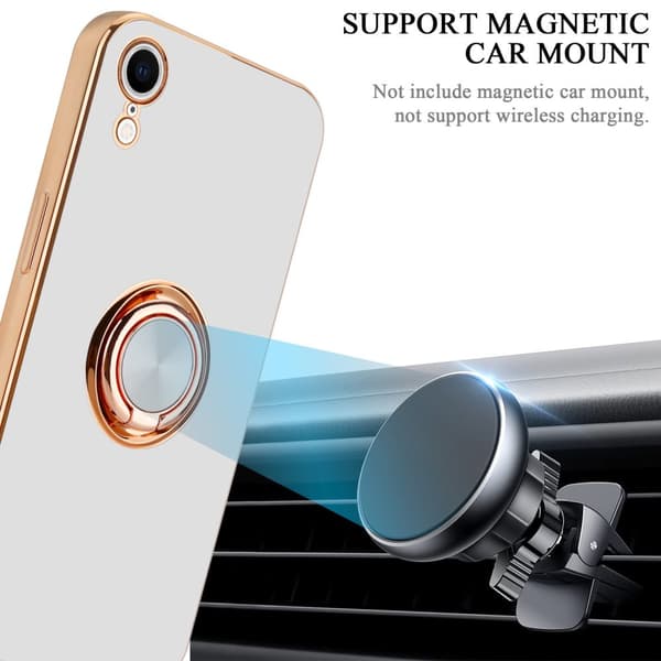 iPhone XR Skal Fodral med ring av flexibel TPU-silikon, med kameraskydd och magnetisk bilhållare