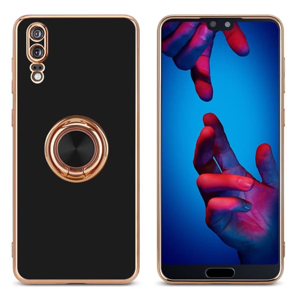 Huawei P20 Suojakuori Suojakotelo valmistettu joustavasta TPU silikonista jossa on kameran suojaus ja magneettinen autoteline