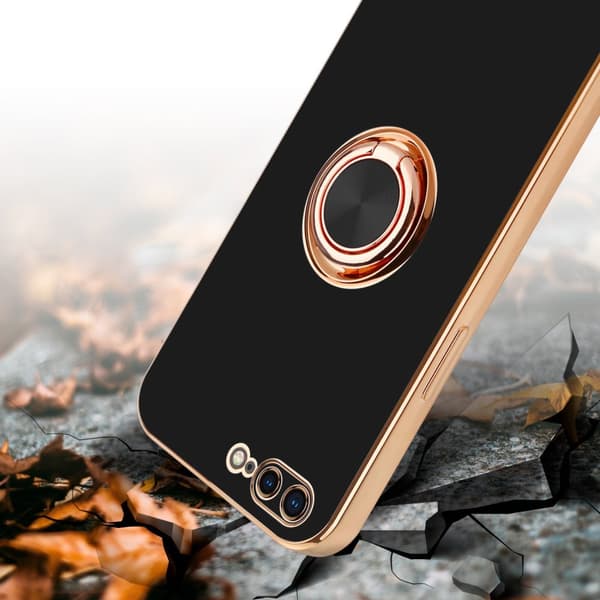 iPhone 7 PLUS / 7S PLUS / 8 PLUS Skal Fodral med ring av flexibel TPU-silikon, med kameraskydd och magnetisk bilhållare