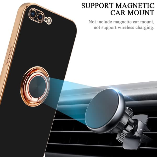 iPhone 7 PLUS / 7S PLUS / 8 PLUS Skal Fodral med ring av flexibel TPU-silikon, med kameraskydd och magnetisk bilhållare