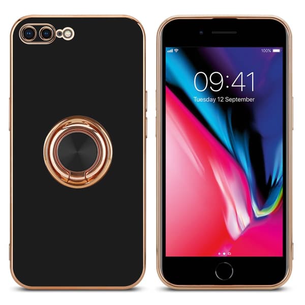 iPhone 7 PLUS / 7S PLUS / 8 PLUS Skal Fodral med ring av flexibel TPU-silikon, med kameraskydd och magnetisk bilhållare