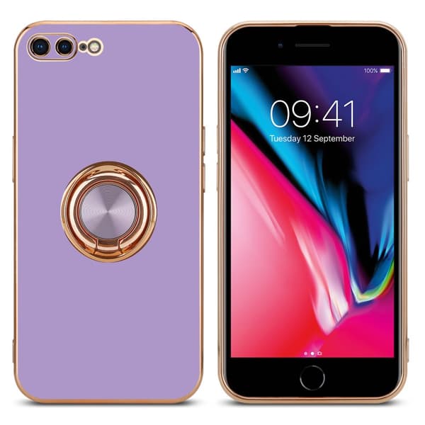 iPhone 7 PLUS / 7S PLUS / 8 PLUS Skal Fodral med ring av flexibel TPU-silikon, med kameraskydd och magnetisk bilhållare