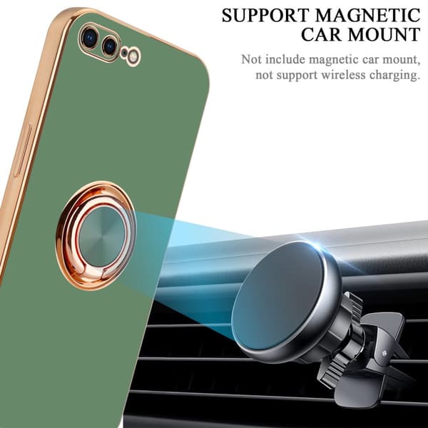 iPhone 7 PLUS / 7S PLUS / 8 PLUS Skal Fodral med ring av flexibel TPU-silikon, med kameraskydd och magnetisk bilhållare