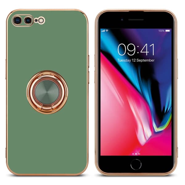 iPhone 7 PLUS / 7S PLUS / 8 PLUS Skal Fodral med ring av flexibel TPU-silikon, med kameraskydd och magnetisk bilhållare