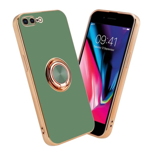 iPhone 7 PLUS / 7S PLUS / 8 PLUS Skal Fodral med ring av flexibel TPU-silikon, med kameraskydd och magnetisk bilhållare