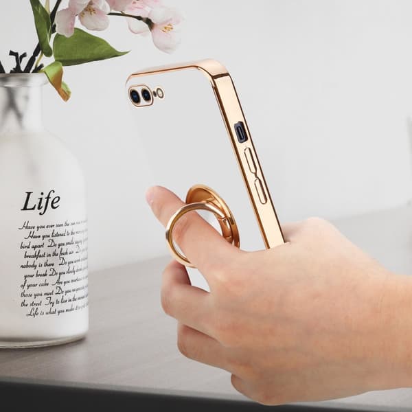 iPhone 7 PLUS / 7S PLUS / 8 PLUS Skal Fodral med ring av flexibel TPU-silikon, med kameraskydd och magnetisk bilhållare