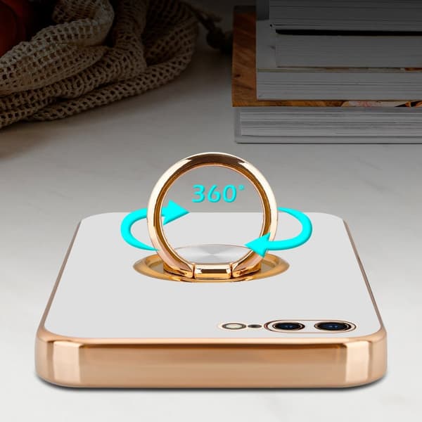 iPhone 7 PLUS / 7S PLUS / 8 PLUS Skal Fodral med ring av flexibel TPU-silikon, med kameraskydd och magnetisk bilhållare