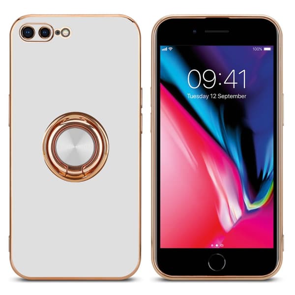 iPhone 7 PLUS / 7S PLUS / 8 PLUS Skal Fodral med ring av flexibel TPU-silikon, med kameraskydd och magnetisk bilhållare