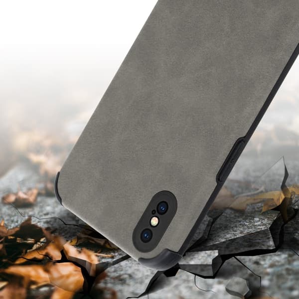 Deksel til iPhone X / XS Beskyttelsesdeksel TPU-silikon med bakside av edelt kunstmuggskinn