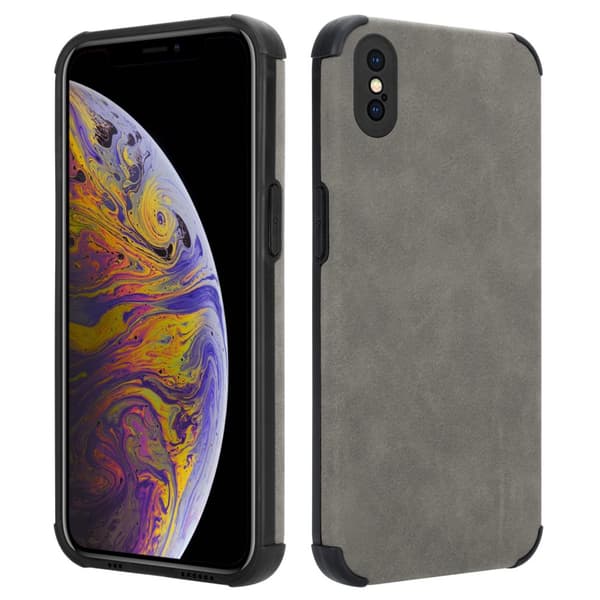 Deksel til iPhone X / XS Beskyttelsesdeksel TPU-silikon med bakside av edelt kunstmuggskinn