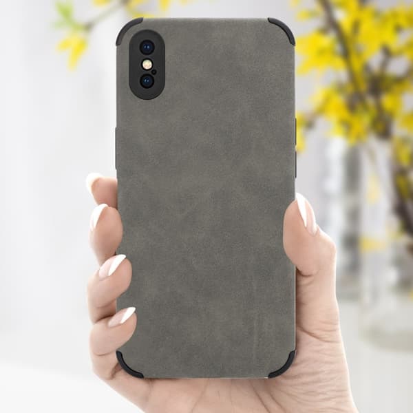 Deksel til iPhone X / XS Beskyttelsesdeksel TPU-silikon med bakside av edelt kunstmuggskinn