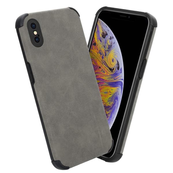 Deksel til iPhone X / XS Beskyttelsesdeksel TPU-silikon med bakside av edelt kunstmuggskinn