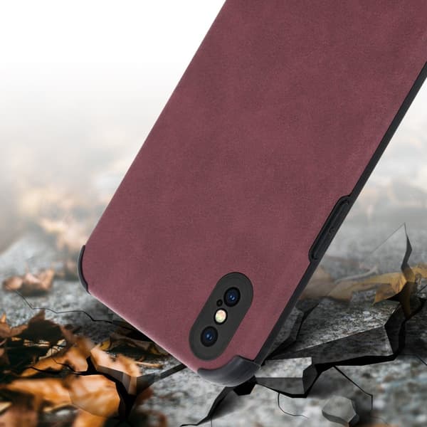 Deksel til iPhone X / XS Beskyttelsesdeksel TPU-silikon med bakside av edelt kunstmuggskinn