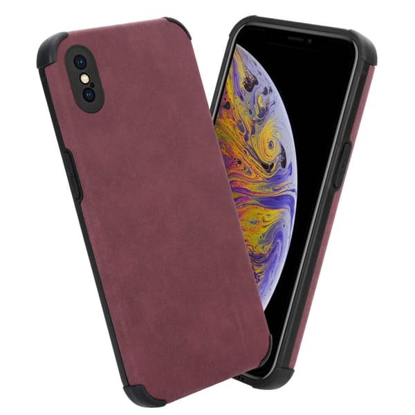 Deksel til iPhone X / XS Beskyttelsesdeksel TPU-silikon med bakside av edelt kunstmuggskinn