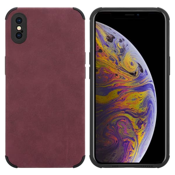 Deksel til iPhone X / XS Beskyttelsesdeksel TPU-silikon med bakside av edelt kunstmuggskinn