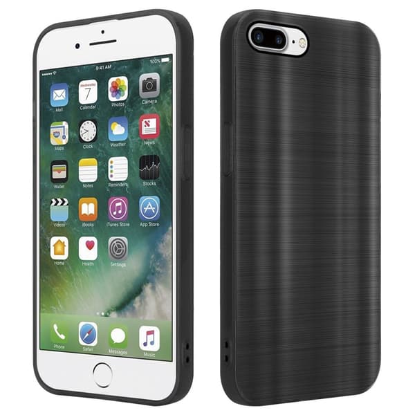 iPhone 7 PLUS / 7S PLUS / 8 PLUS Suojakuori Suojakotelo joustavasta TPU-silikonista harjatulla muotoilulla Harjattu musta
